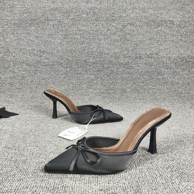 Summer High Heel Women Slippers Fashion Pointed Toe Muels Shoes Ladies Elegant Party Dress Sandalias Women Slippers Sandals