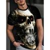 Short Sleeve Plus Size Summer Tee Men Outfit Black Skelleton 3d Print T Shirts Mens Casual Sportwear T Shirt Male