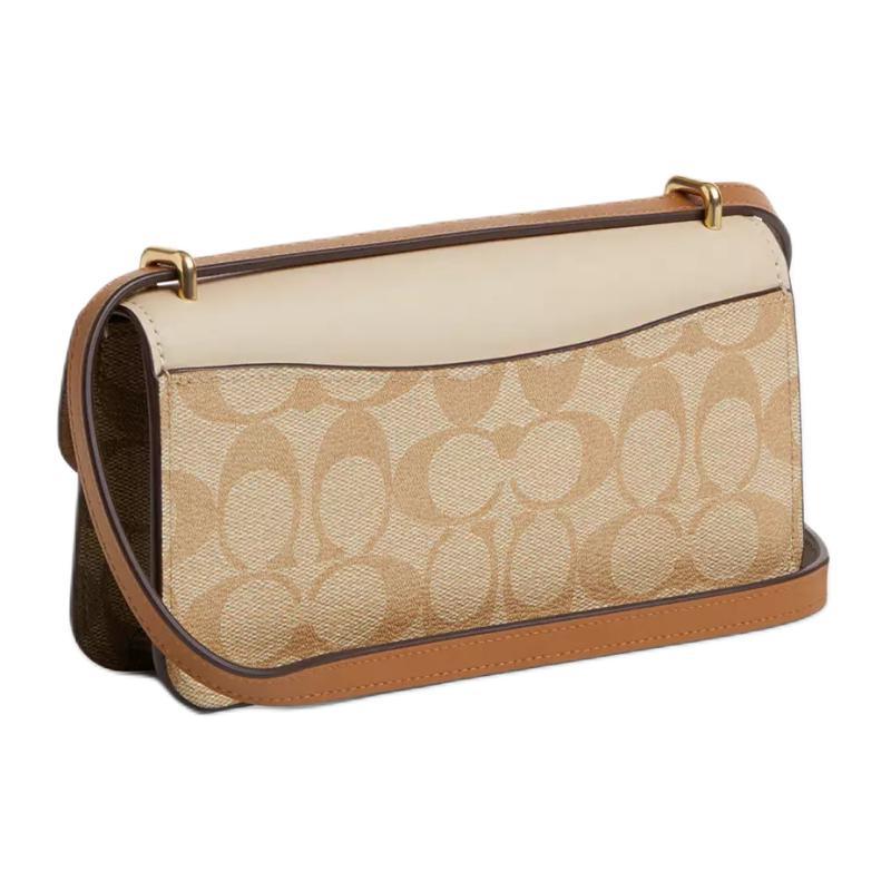 COACH Morgan 20 Logo Print Coated Canvas Shoulder Crossbody Bag Small Women's Light Khaki