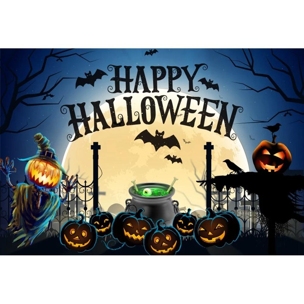 Счастливого Хэллоуина вечеринка украшение подвесная ткань ужас луна тыква ведьма летучая мышь замок фотостудия фон ткань