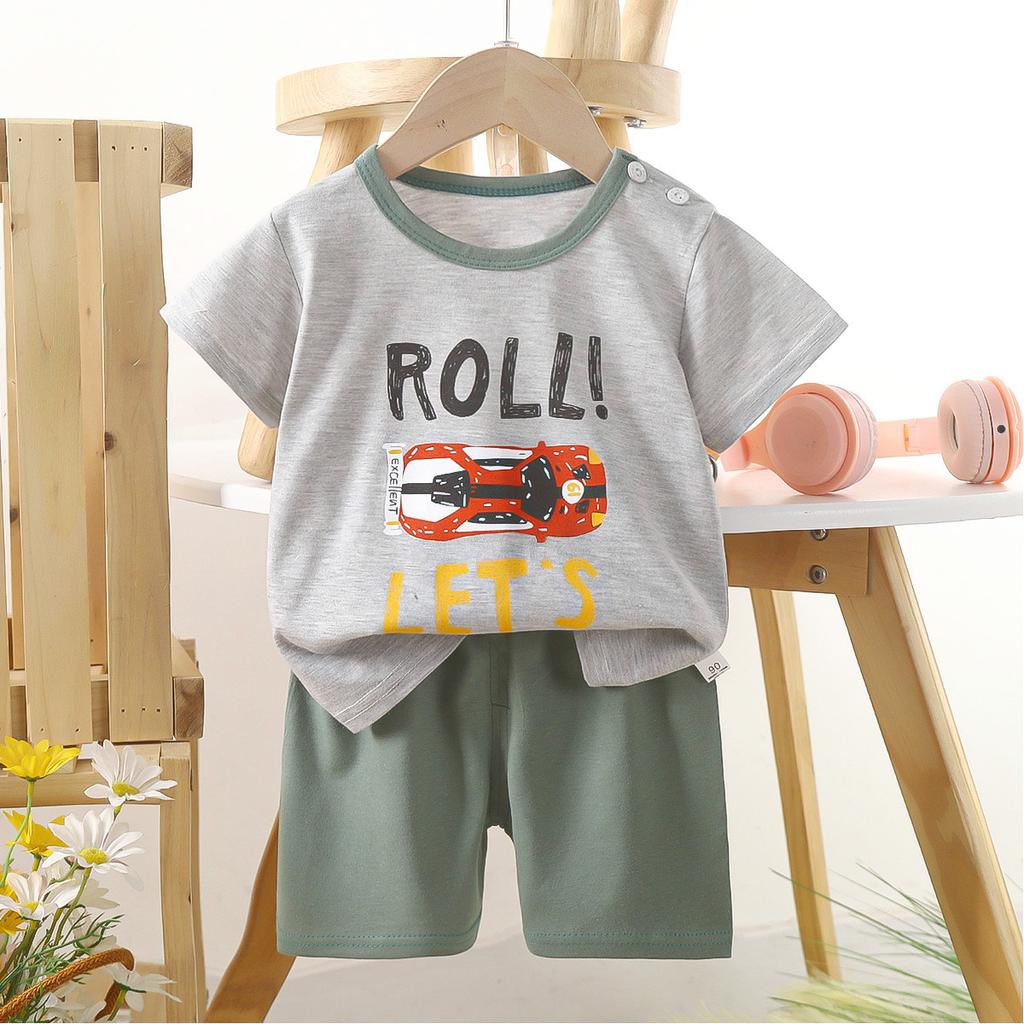 Children's Casual Short-sleeved Summer Cotton T-shirt Set for Boys and Girls