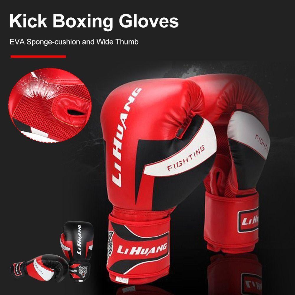1 Pair of PU Leather Boxing Gloves Breathable Holes Punching Gloves Training Gloves Thai Boxing