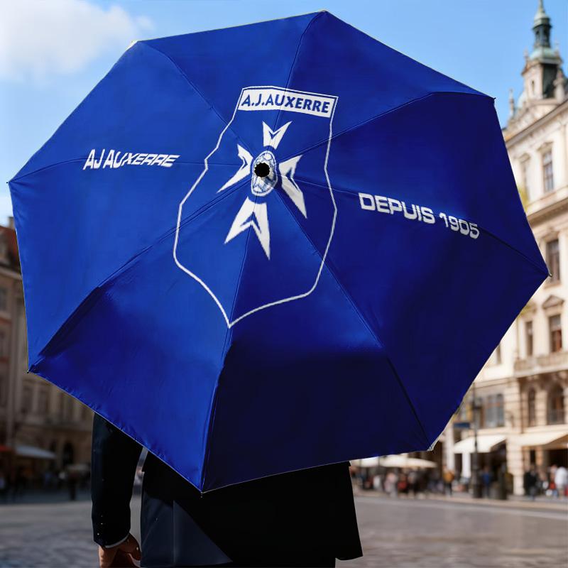 Aj Auxerre Football Club Automatic Folding Umbrella - 8-Rib Travel Umbrella with Auto Open/Close & Portable Gifts for holidays or birthdays