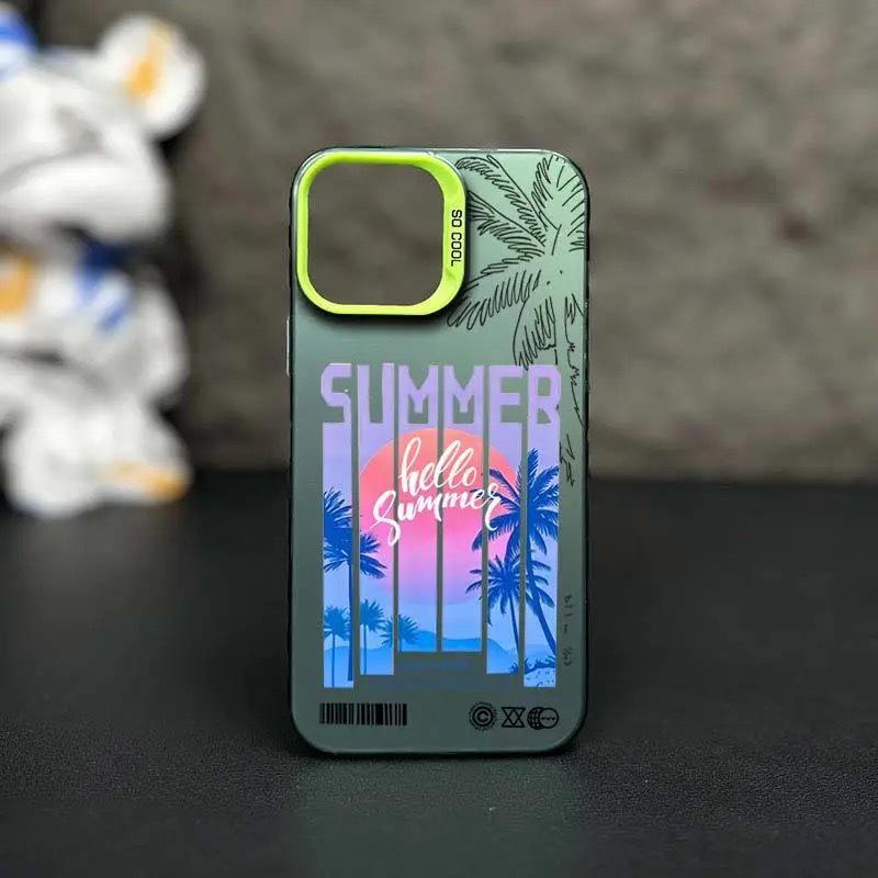 Чехол для iPhone Sunset Coconut Tree для iPhone 16Pro/15/14/13/12/11/XS Max/Plus - модный лазерный дизайн