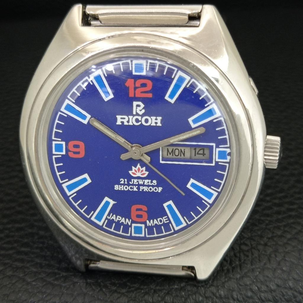 VINTAGE RICOH R31 AUTOMATIC JAPAN MENS BLUE COLOR DIAL WATCH a707622-1