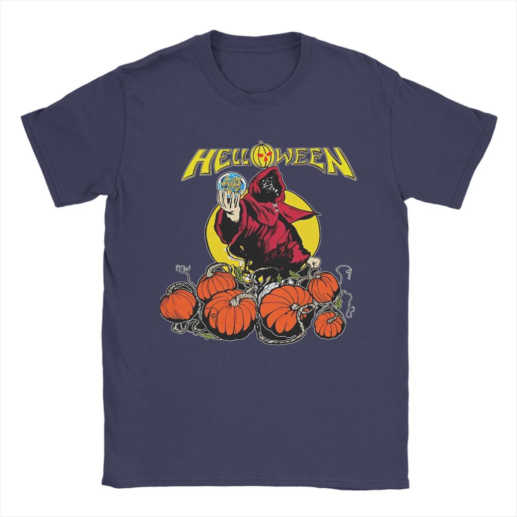 Футболка с изображением группы Heavy Metal Helloween, мужская хлопковая винтажная футболка с круглым вырезом, немецкая футболка Power Rock с коротким рукавом, одежда больших размеров