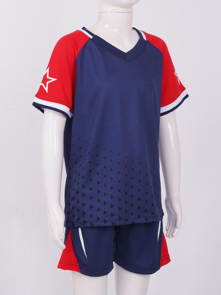 Комплект детской спортивной одежды, футболка с короткими рукавами и шорты для мальчиков, спортивный костюм, спортивный костюм, летняя спортивная одежда для футбола, баскетбола, фитнеса