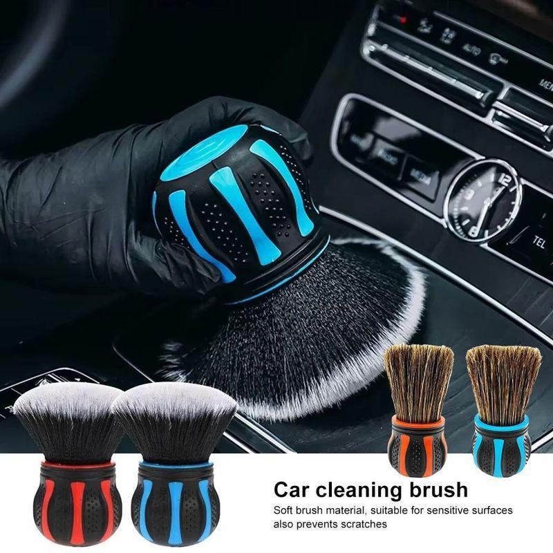 Soft Bristles Car Detailing Brushes Ergonomic Grip Reble Design Air Vent Dust Cleaner Crevice Brush Soft Cleaning Tool