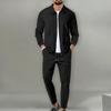 Men's Casual Zipper Pocket Slim Cardigan Pants Suit