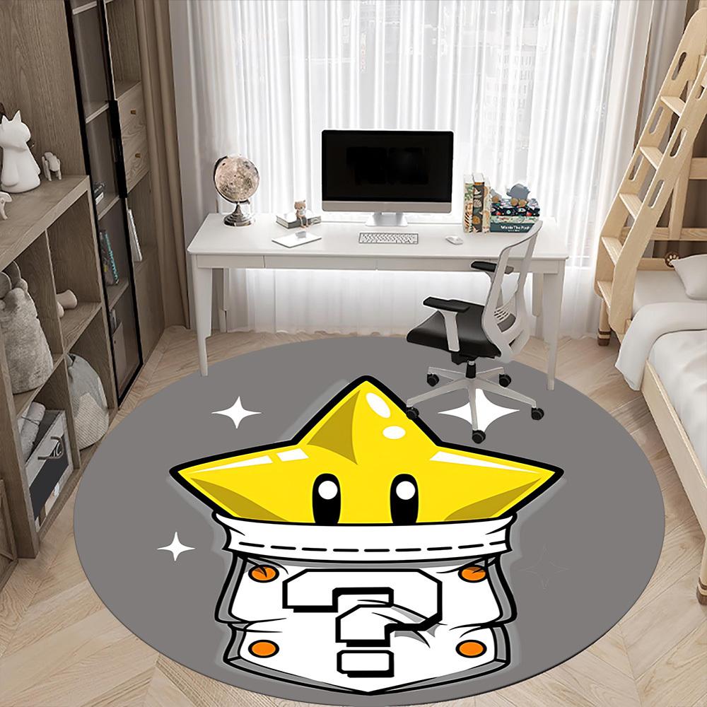 1pc Mario Star Office Round Area Rug, Under Office Chairs Bedroom Living Room Home Decor a1022248