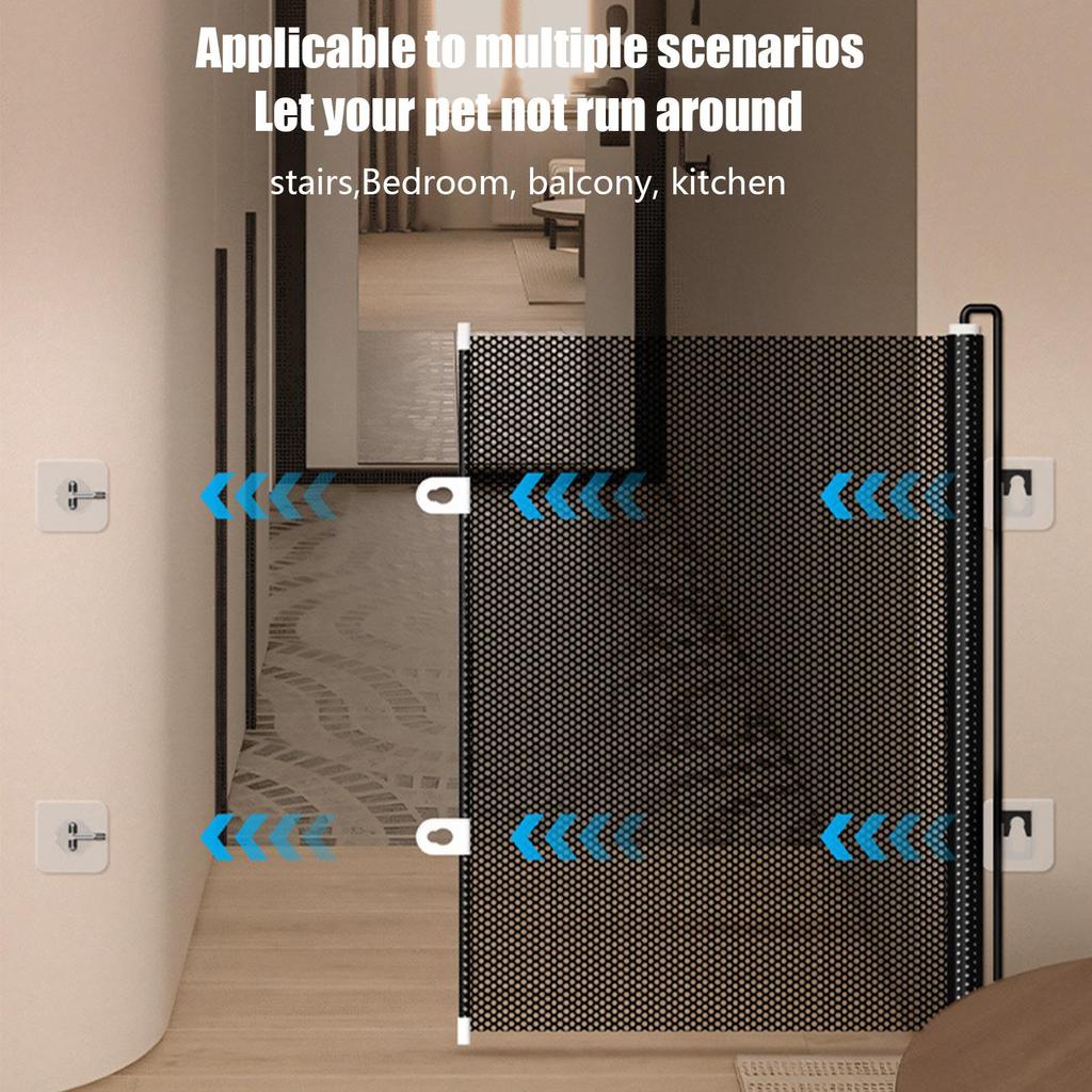 Втягивающиеся ворота безопасности для домашних животных, детский барьер, комнатная сетчатая ограда, барьер для лестницы для собак, котят с усиленной полосой, предотвращающий ползание