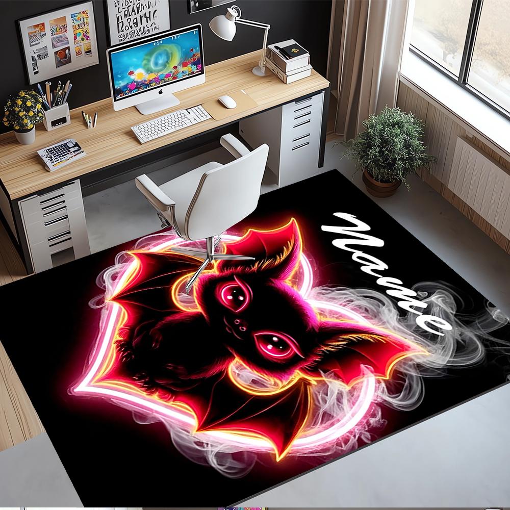 Custom Name Bat Printed Carpet,Rug for Office Chair Living Room Bedroom Kitchen Room Decor Gifts.