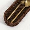 Oval Shape Tableware Storage Basket Retro Plastic Faux Wicker Tray Decorative Minimalist Desk Shelf Baskets Dining Room