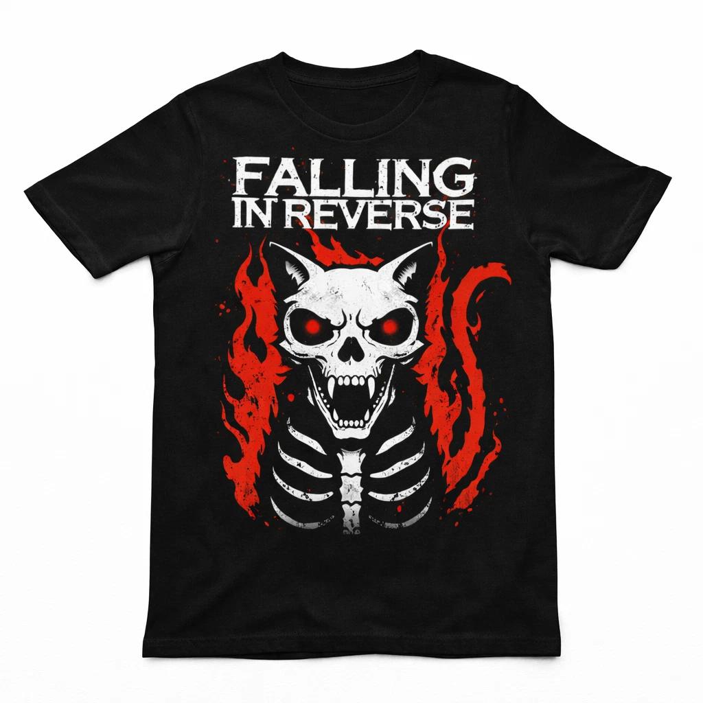 Falling in Reverse x-ray cat t-shirt, rock band graphic tee, black unisex shirt