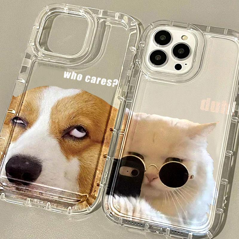 Чехол для телефона с кошкой и собакой для пар, лучших друзей iPhone 16 e 15 14 13 12 11 Pro Max Plus Mini X XS XR SE 2020 2022 Прозрачный