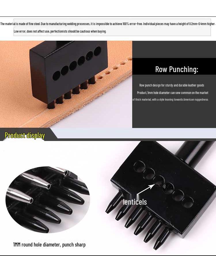 Ручной DIY Пробойник для Кожаного Ременья - Круглый Рядный Инструмент