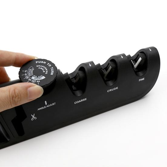 4-в-1 точилка для ножниц, кухонных ножниц, регулируемый угол заточки, руководство