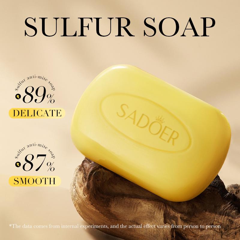 1pc SADOER Sulfur Mite Removing Facial Soap Universal Handmade Soap for Body Face Wash Foam Moisturizing Facial Cleanser