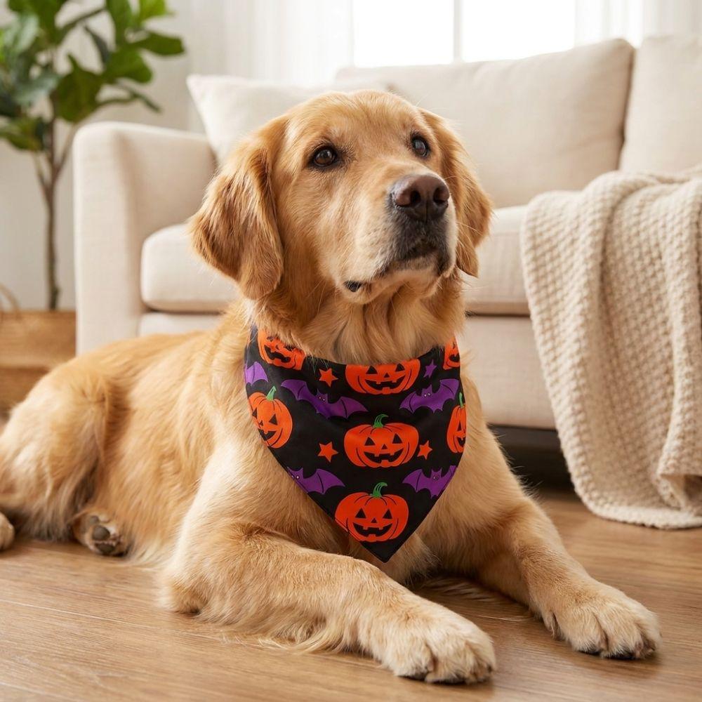 Spider Bat Pattern Pet Halloween Bandana Pumpkin Ghost Print Dog Holida Bibs Festival Gift