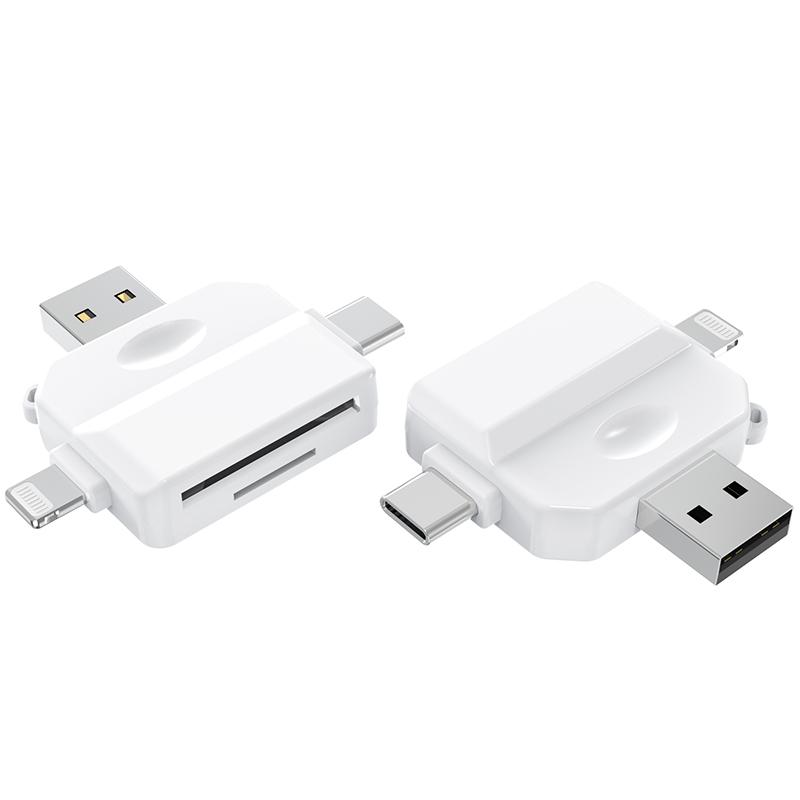 OTG Card Reader Multifunction 3-in-2 Type-C to SD USB Flash Reader Adapter with Camera Card Reader for PC/Laptop