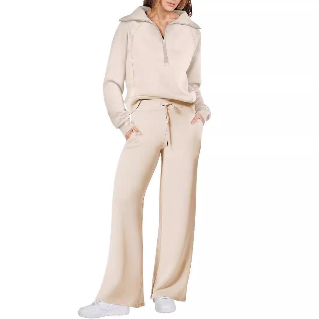 2023 Spring/Autumn Casual Sports Zipper Hoodie & Wide-Leg Pants Set