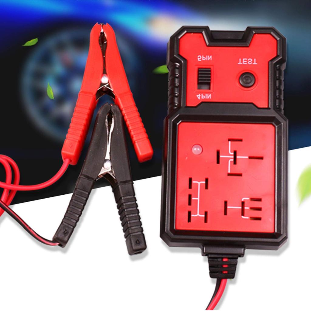 12 В электронный тестер автомобильных реле, инструменты для диагностики автомобильного аккумулятора с зажимами, тестер реле, автомобильный комплект для ремонта автомобилей (красный)