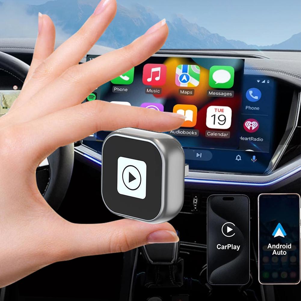 2-в-1 Беспроводной адаптер CarPlay Android Auto Мини-бокс CarPlay&Auto Dongle Автоматическое подключение для iPhone и Android Заводские автомобили с проводным подключением