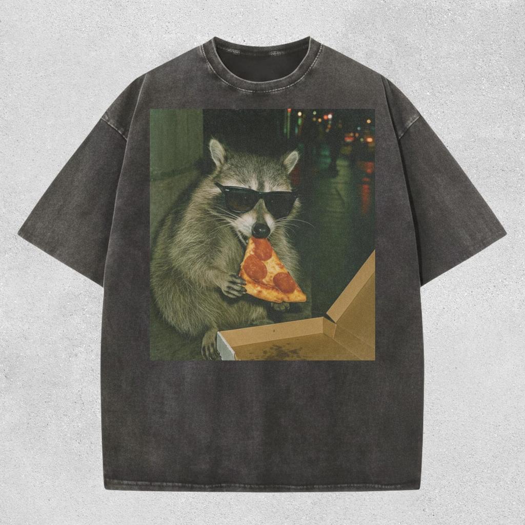 Raccoon Eating Pizza Shirt Comfort Colors | Funny Animal Meme Tee | Silly Trash Panda Graphic Shirt | Sarcastic Novelty Gift T-shirt