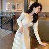White Knitted Inner Layer Pullover Dress Women Autumn and Winter Korean Dramas Coat Sweater Medium Length Bottom Pullover Female