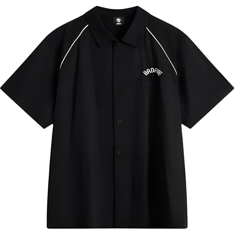 Li Ning Basketball Series Спортивная повседневная простая рубашка с коротким рукавом Мужские рубашки черного цвета ASHU415-1