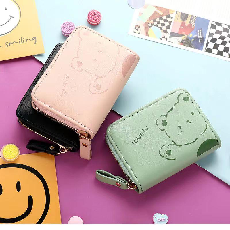 Милый мультяшный медведь картхолдер на молнии кожаный модный держатель для банковских кредитных карт для женщин девушки CLE