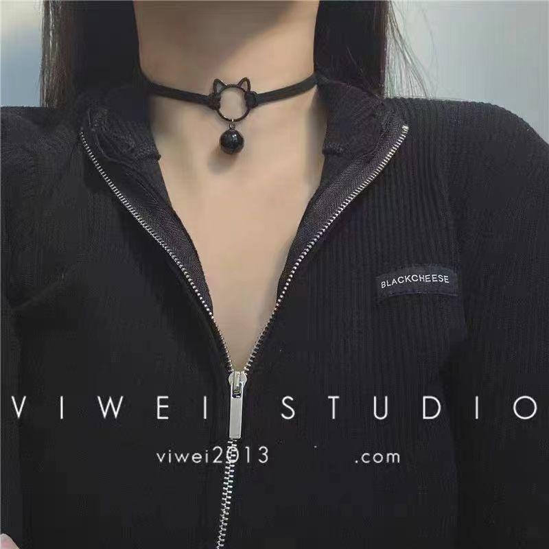 Love Heart Rivet Punk Choker Necklace - Y2K Subculture Clavicle Chain