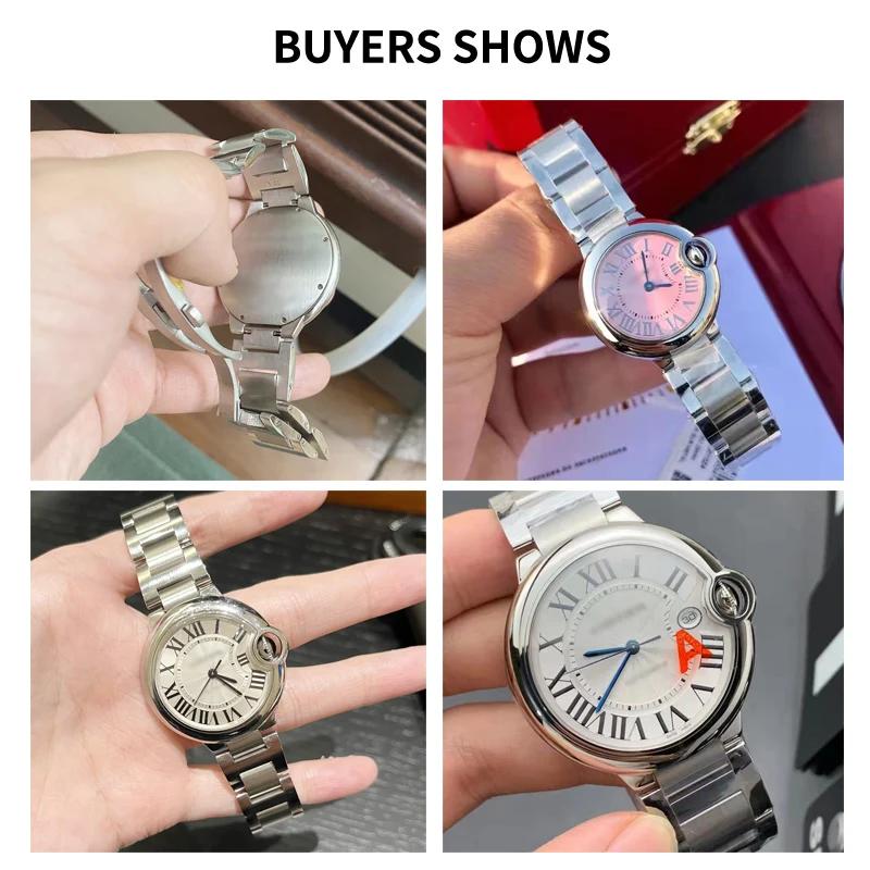 Ремешок из нержавеющей стали для часов Cartier Ballon Bleu Стальной браслет Выпуклый интерфейс Цепочка для часов Мужской Женский 8 мм*14 мм 16 мм 12 мм*20 мм