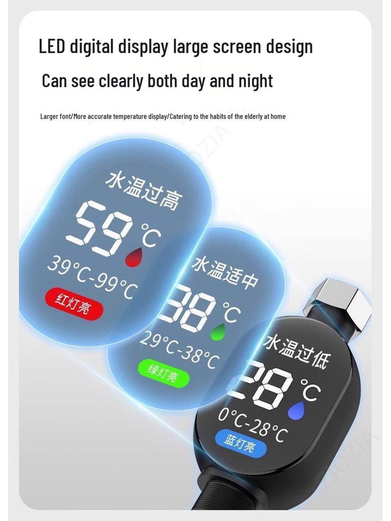 Цифровой светодиодный термометр для воды в ванну для ребенка - Водонепроницаемый дисплей температуры душа