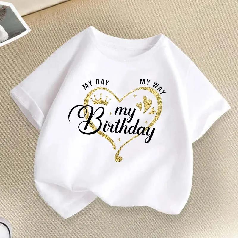 My Birthday Heart Cute Children Print Tshirts Summer Girls Casual Funny Colorful Tops Kids Comfortable ONeck Short Sleeve Tees