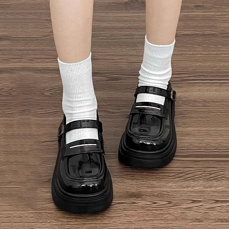 Французские туфли на платформе, женские кожаные туфли в британском стиле, универсальные черные туфли Мэри Джейн в японском стиле