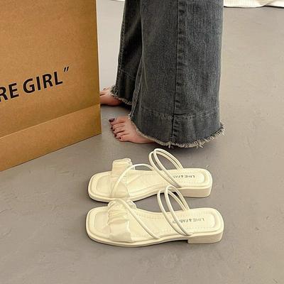 Женская обувь Плоские резиновые сандалии с открытым носком для женщин Обувь в римском стиле 2025 Модный Роскошный Шикарный и Элегантный Распродажа Ежедневный Тренд