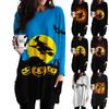 Women's Loose Round Neck Halloween Printed Pocket Long Sleeve Casual Top