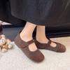 Fashion Spliced Suede Strap Anti-slip Wear-resistant Flats New Round Toe Soft Sole Single Shoes for Autumn