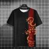 Summer Fashion T-Shirts Dragon 3D Print Street Men's Large Size Daily T-Shirt with Round Neckline and Short Sleeves T-Shirts Tops