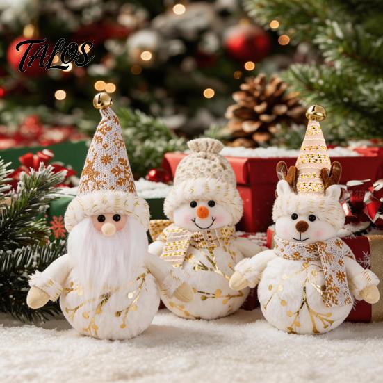 Декоративная Рождественская Кукла, Светодиодные Плюшевые Украшения, Светящийся Олень Снеговик Санта-Клаус, Декор, Милая Мягкая Игрушка для Стола, Праздничная Вечеринка, Декор, Подарок Детям