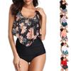 Женский сексуальный купальник-бикини с высокой талией, принтом в виде оборки, поясом для живота и подушечками для груди, утягивающий раздельный купальник