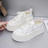 99 Cold Sticky Craft Satin Thick-soled Women's Shoes Spring New Muffin Heightening Casual Versatile Little White Shoes