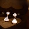 Elegant French Geometric Earrings with Freshwater Pearls - 2024 Light Luxury Style for Women
