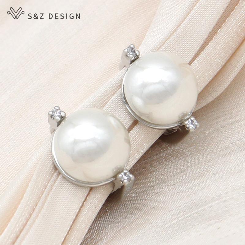 Модные круглые серьги-капли с искусственным жемчугом для женщин, свадебные серьги розового золота с кубическим цирконием, ювелирные изделия