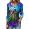 Women's Blouse Autumn and Winter 3d Print Multicolour Pattern Sleeve Long V Neck Section Pullover Top