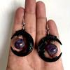 Gothic Face Black Moon Design Beads Decor Dangle Earrings Alloy Jewelry Daily Wear Accessories Trendy Female Gift