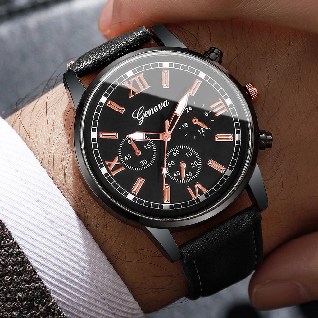 2/4/6 шт./набор Мужской набор часов Модный Повседневный Деловой стиль Мужской темперамент Кожаные часы Спортивный стиль часов Без коробки