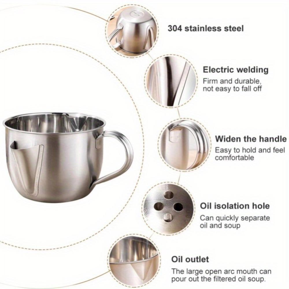 1000 мл Нержавеющая сталь Фильтр для масла Супница Кухонная Масленка Фильтр Фильтр Сито Чаша Большая емкость для хранения Кувшин Кухонные принадлежности