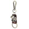 2Pcs Key Chains Elephant Shape Metal Cowhide Car Keychain Retro Leather Pendant GiftsBrown